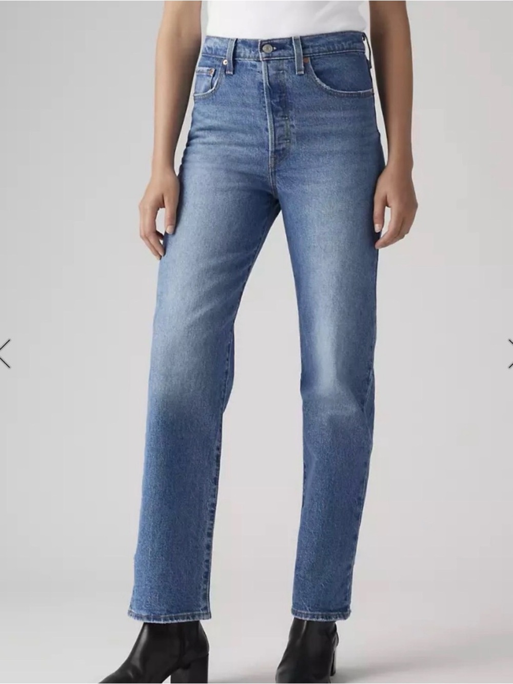 Levi’s Ribcage Straight Ankle Jeans High Rise Cropped Medium Wash - Size 27 - Picture 2 of 12